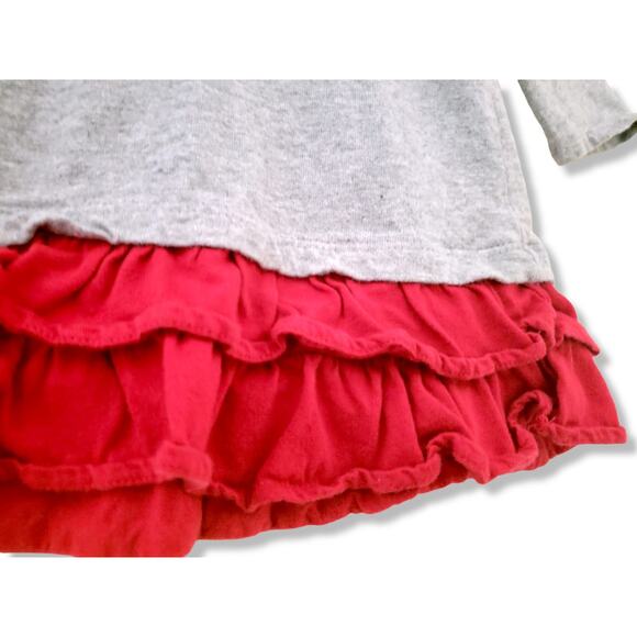 Gymboree 2T Girls Snowflake Ruffle Dress Gray Red - Picture 3 of 4